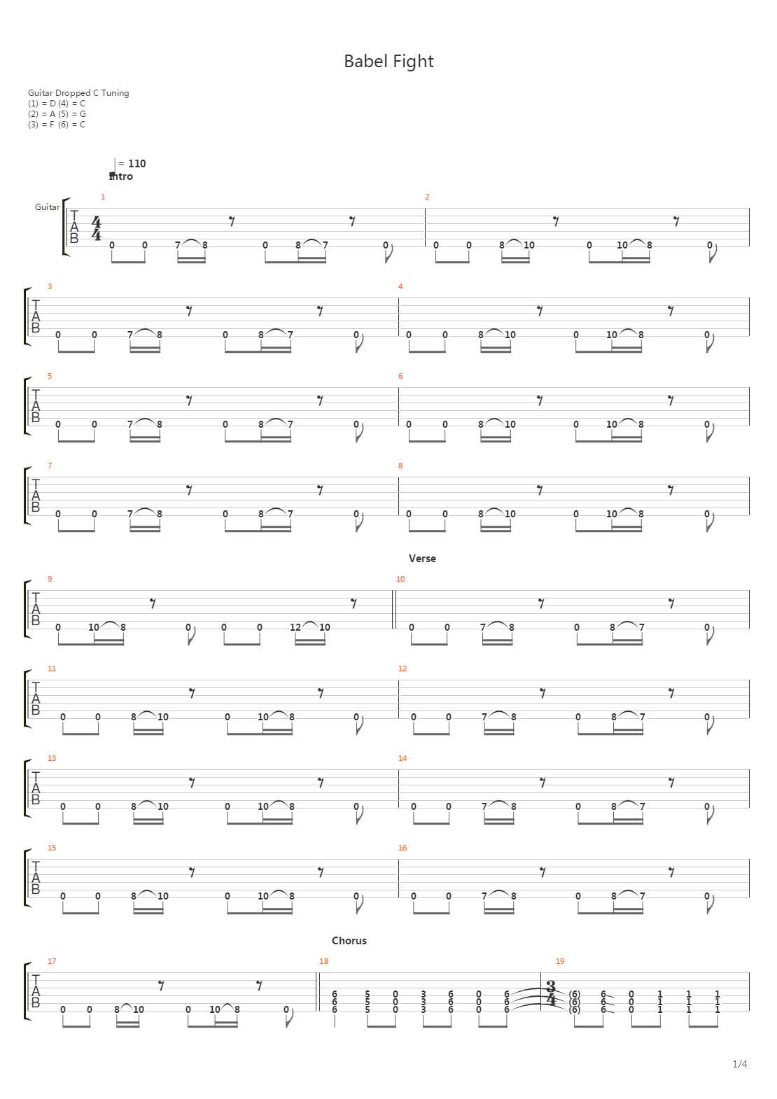 Babel Fight吉他谱