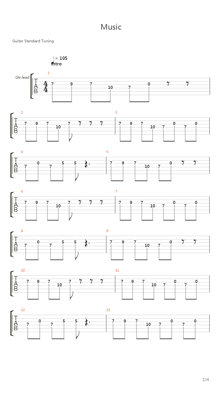 Music吉他谱