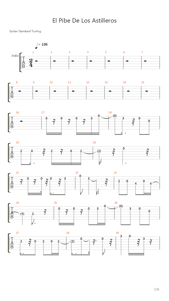 El Pibe De Los Astilleros吉他谱