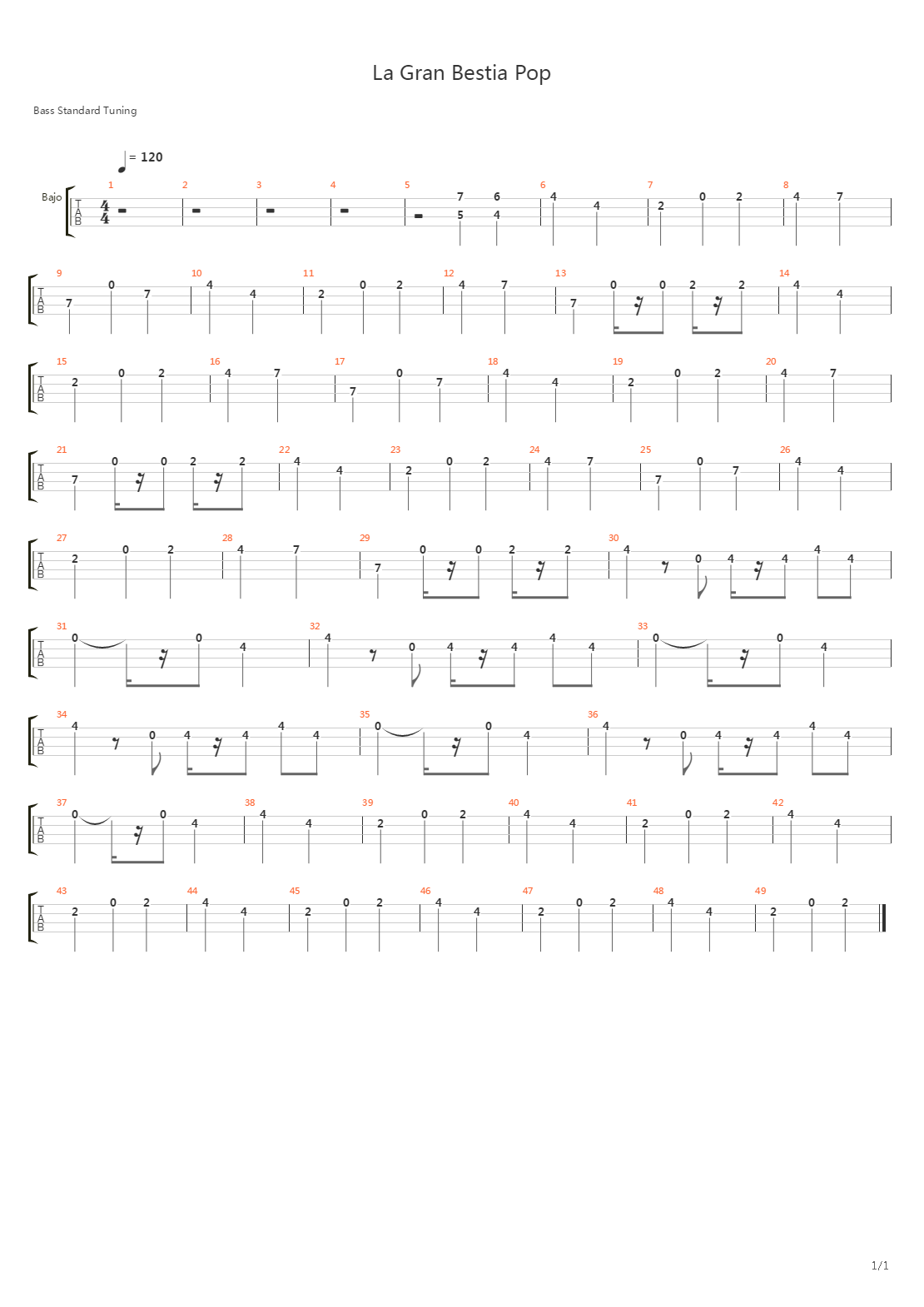 La Gran Bestia Pop吉他谱