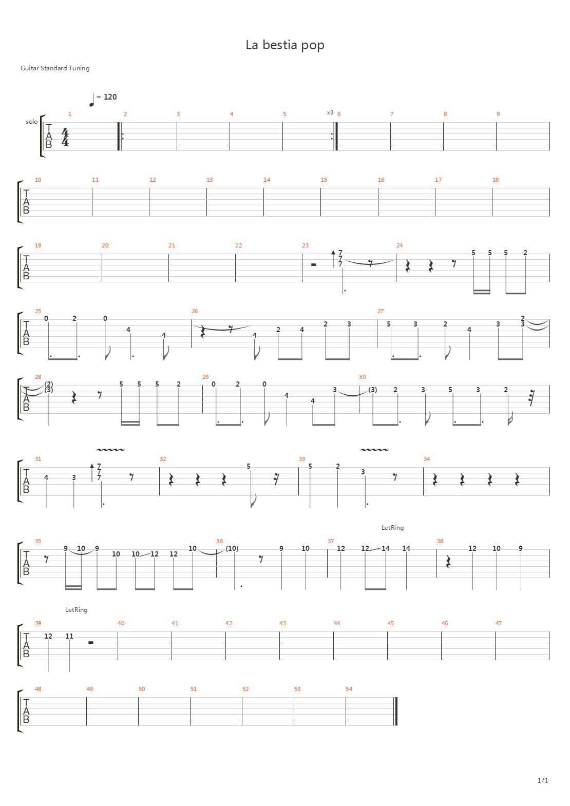 La bestia pop吉他谱