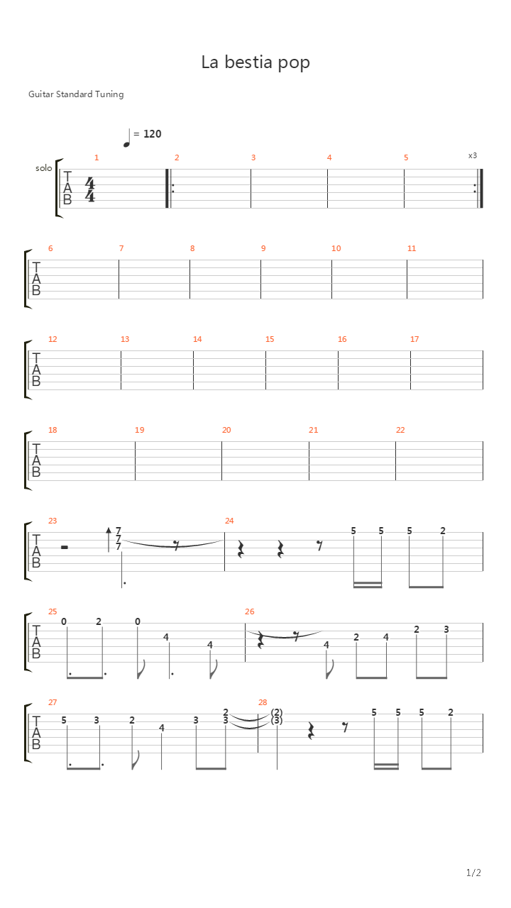 La bestia pop吉他谱
