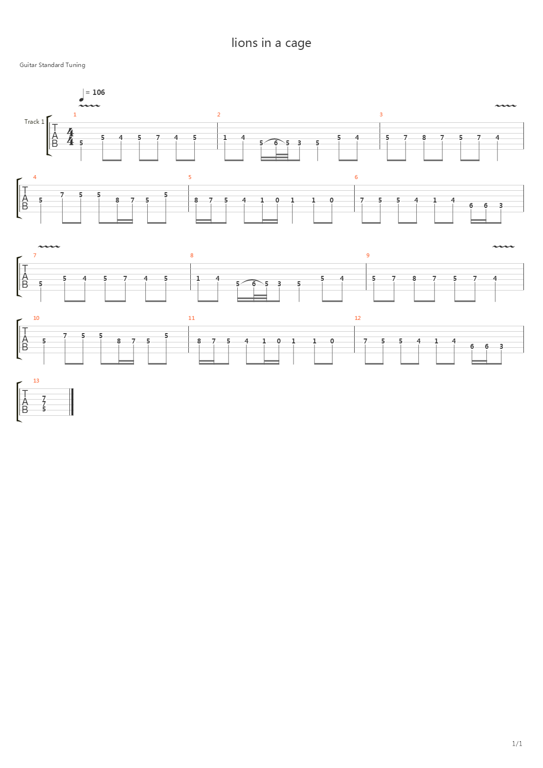 lions in a cage (intro)吉他谱
