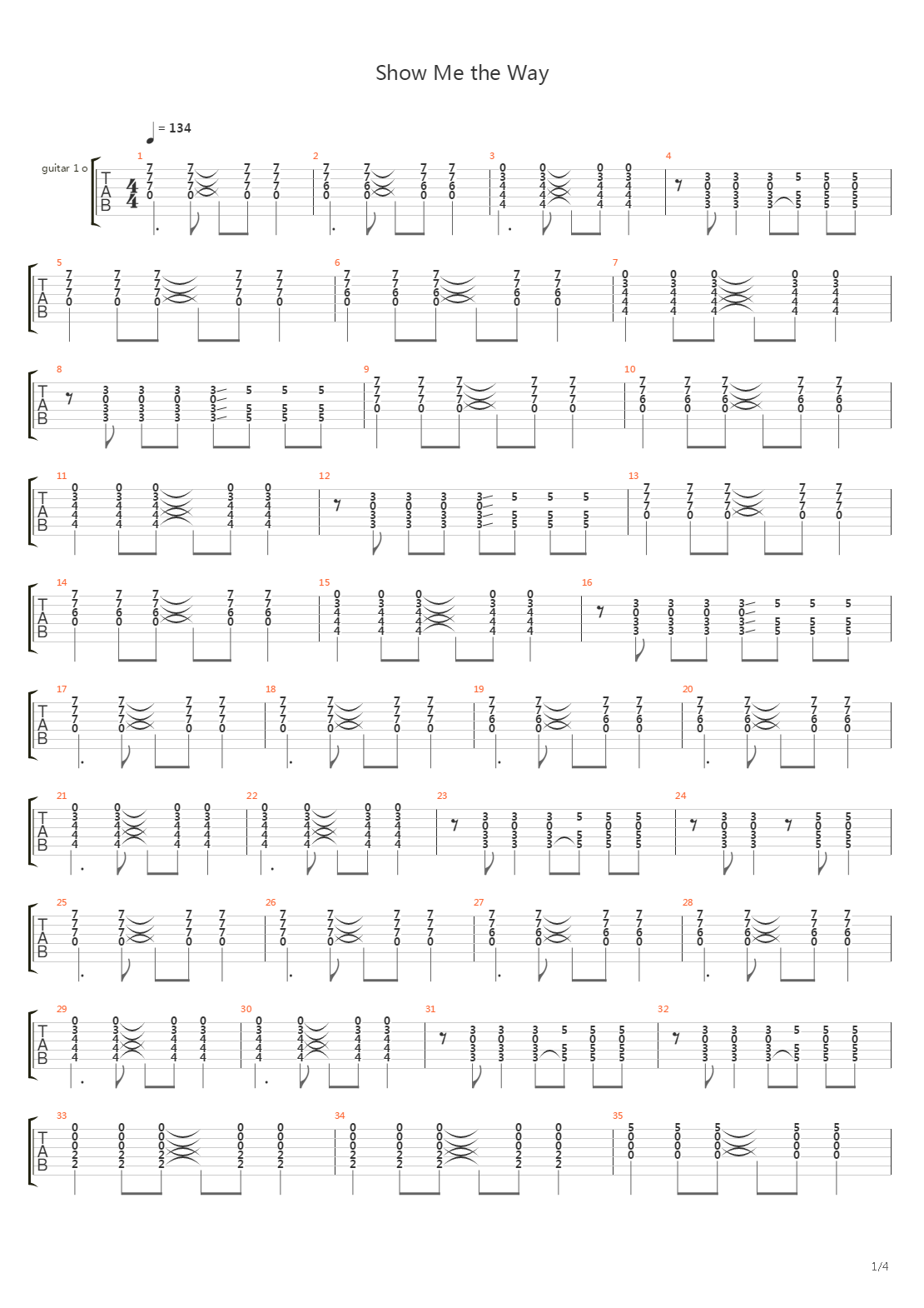 Show Me The Way吉他谱
