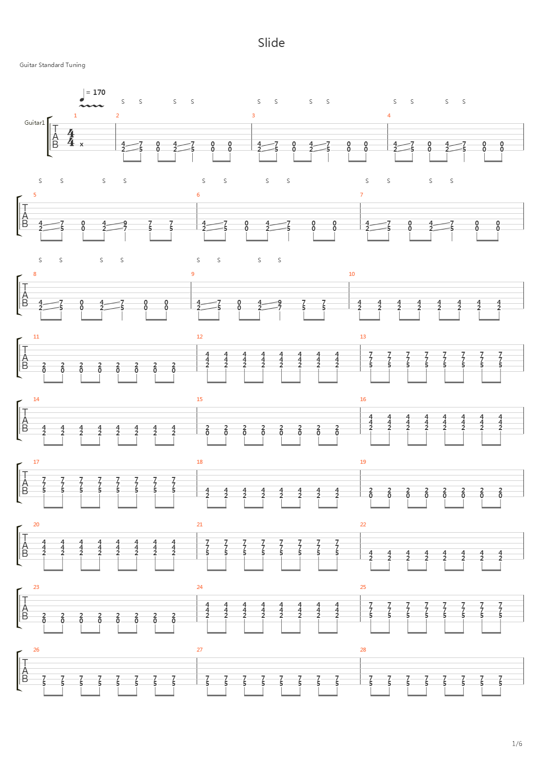Slide吉他谱
