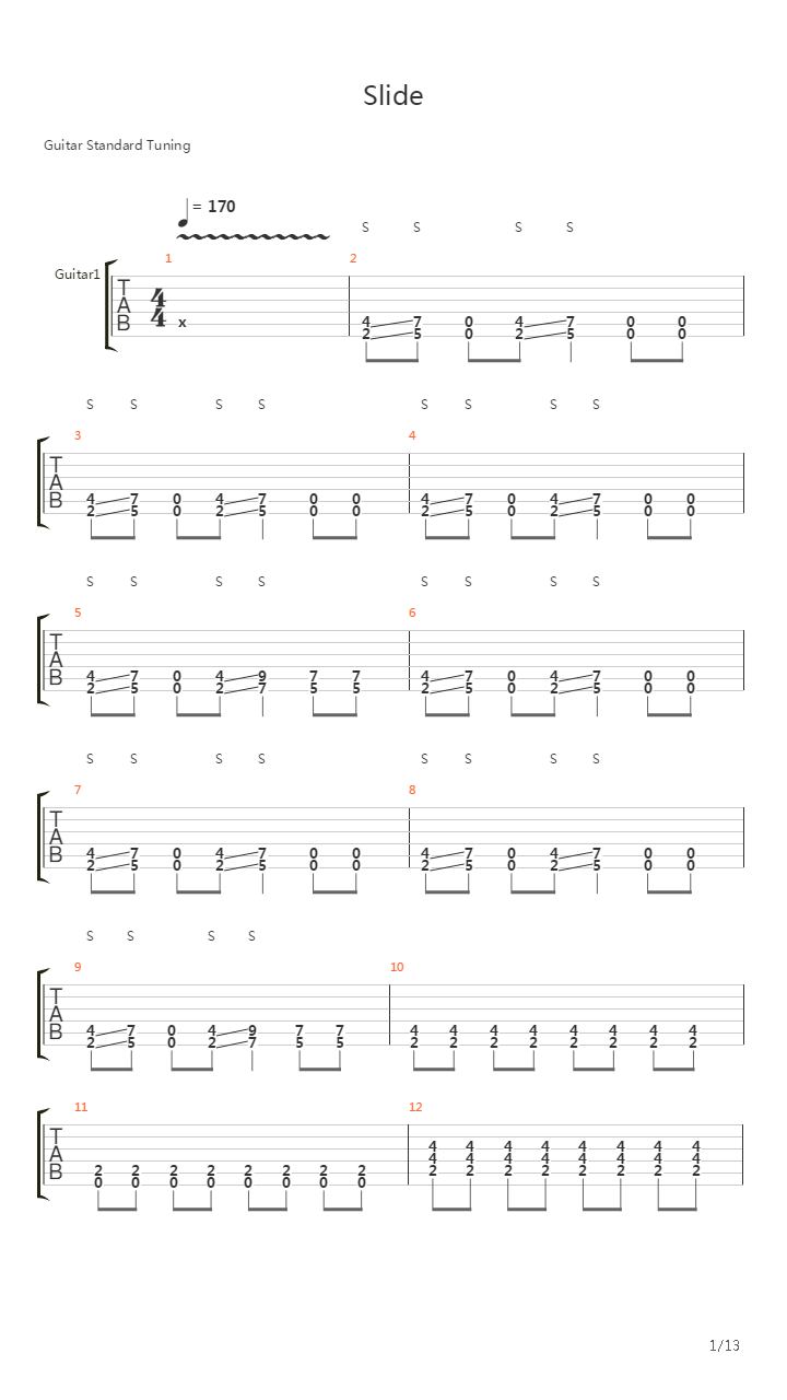 Slide吉他谱