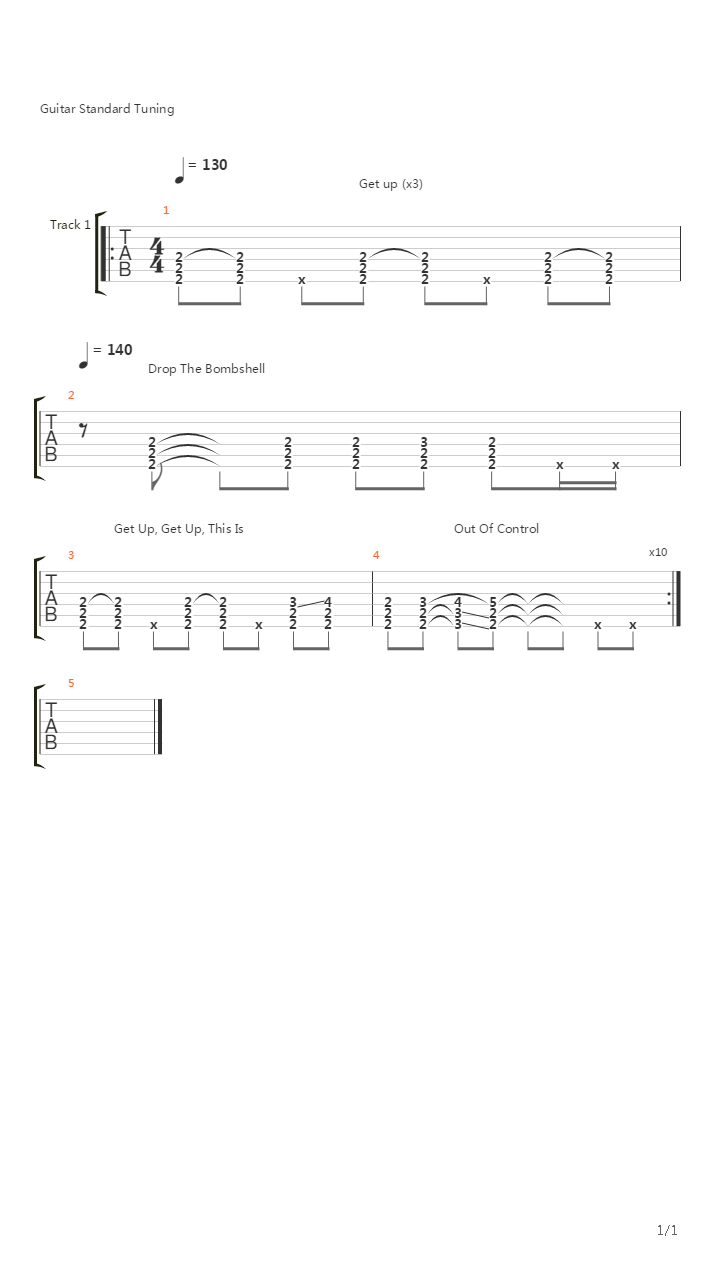 Bombshell (Main Riff)吉他谱