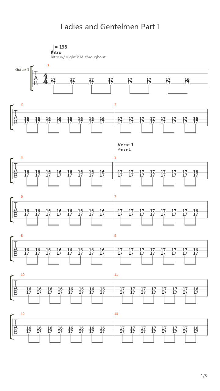 Ladies And Gentelmen Part I吉他谱