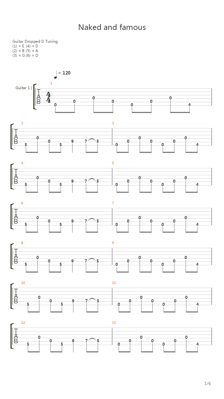 Naked and Famous吉他谱