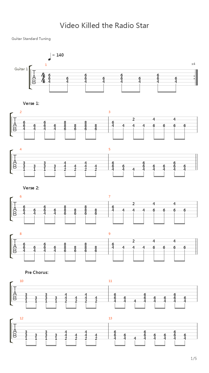Video Killed The Radio Star吉他谱