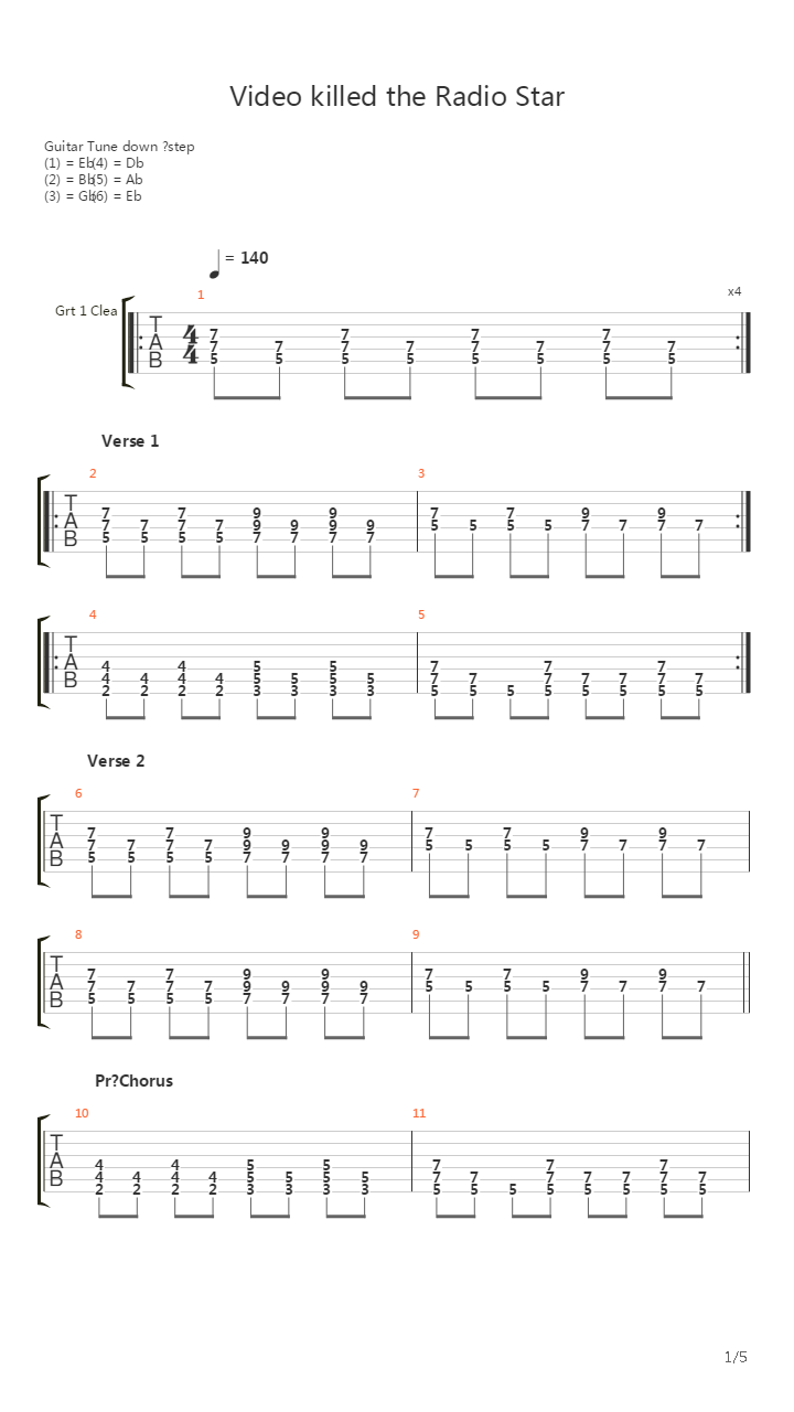 Video Killed the Radio Star吉他谱