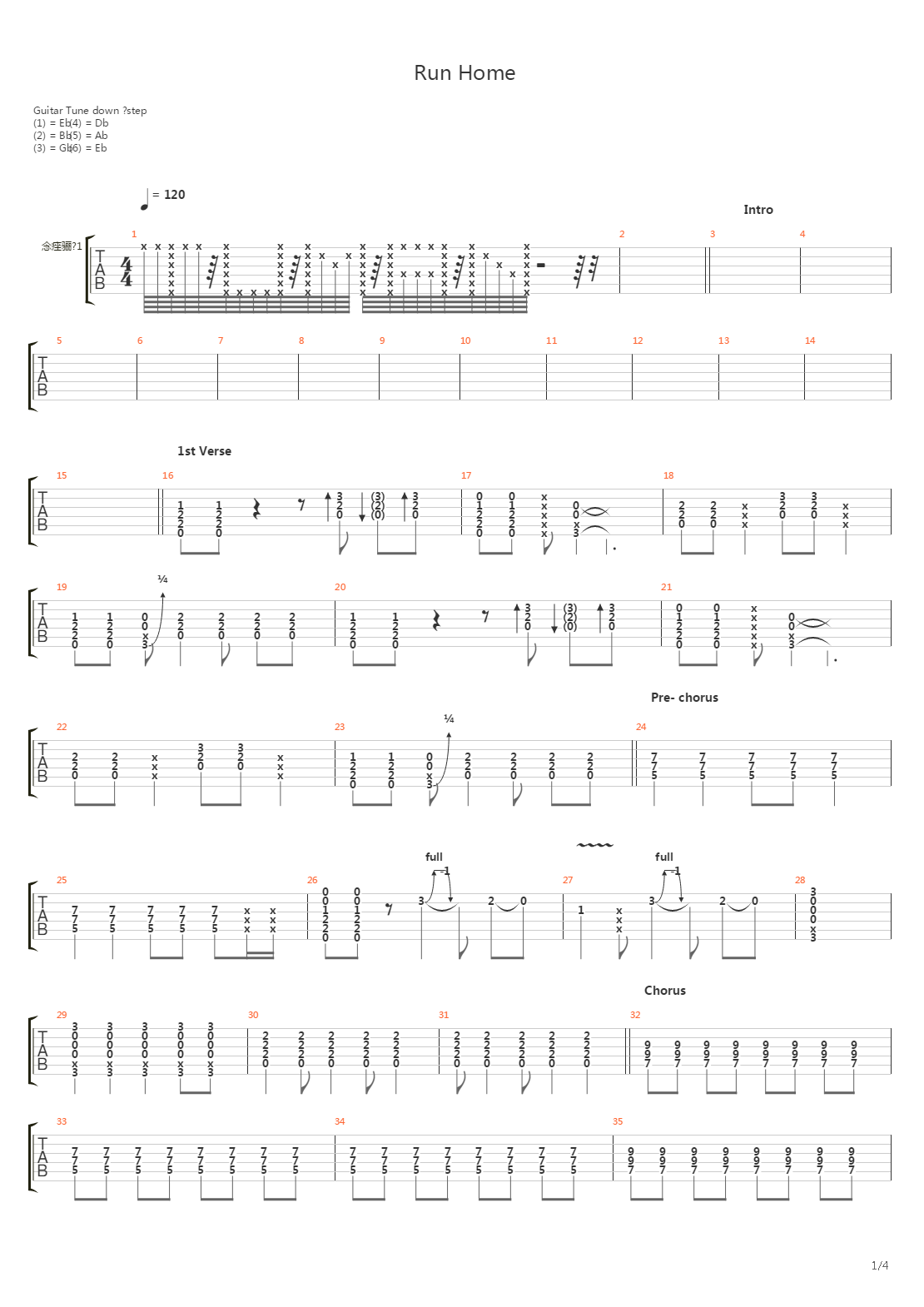 Run Home吉他谱