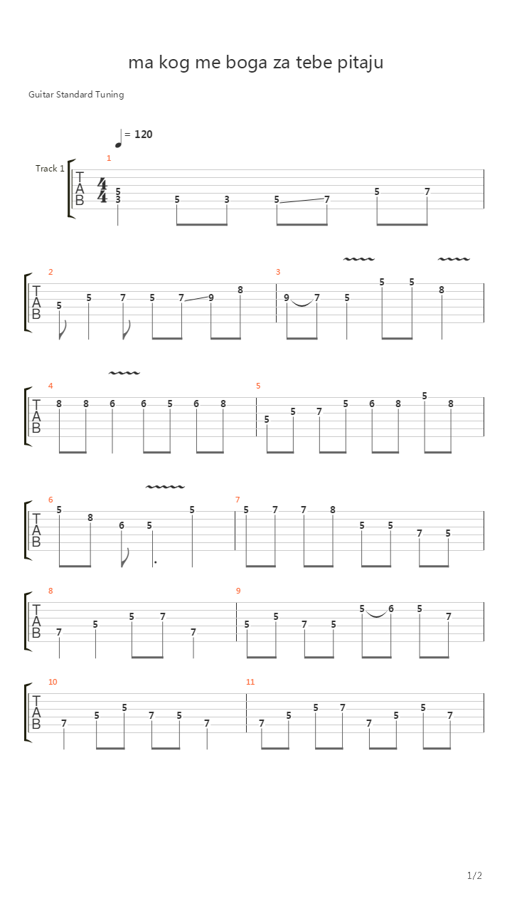 Ma Kog Me Boga Za Tebe Pitaju (solo)吉他谱