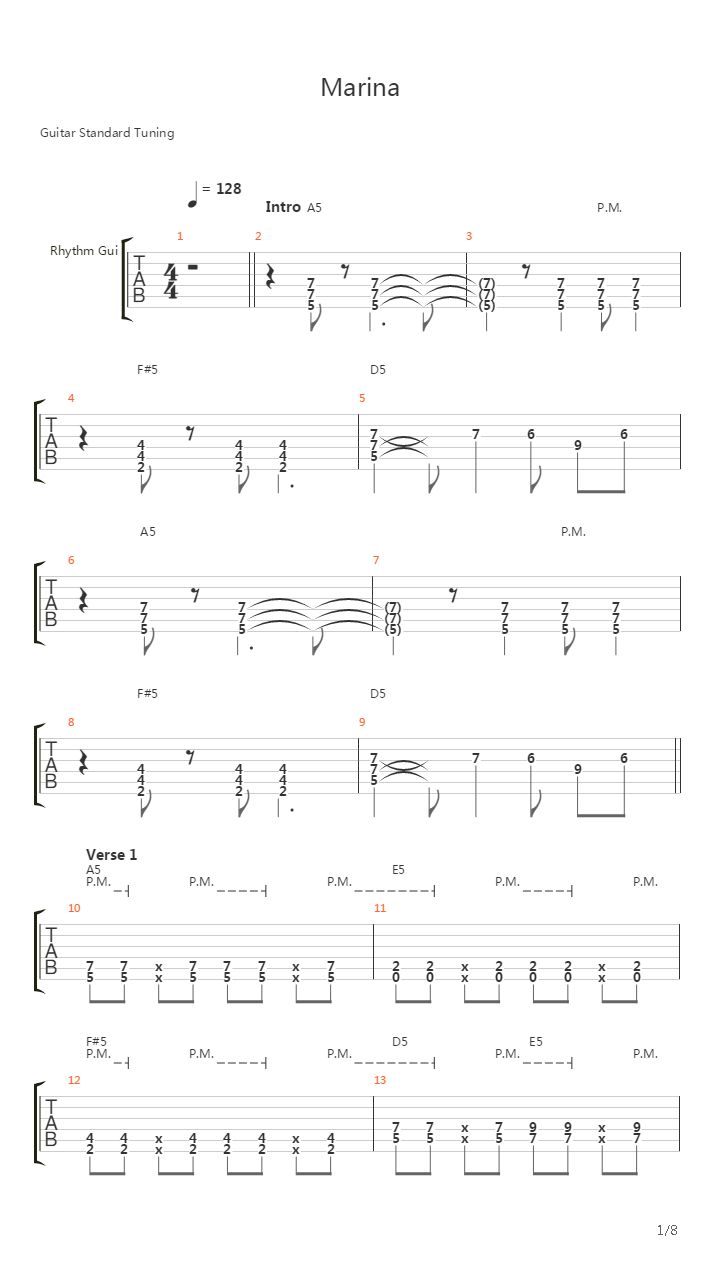 Marina吉他谱