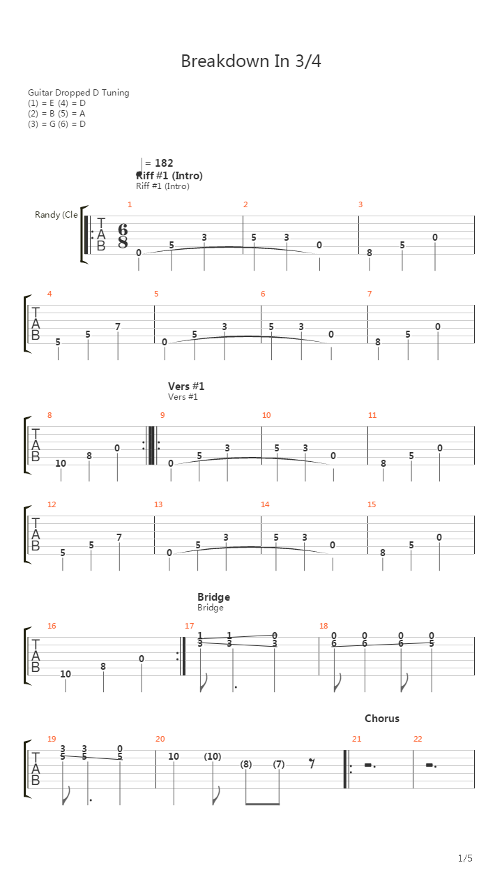 Breakdown In 3_4吉他谱
