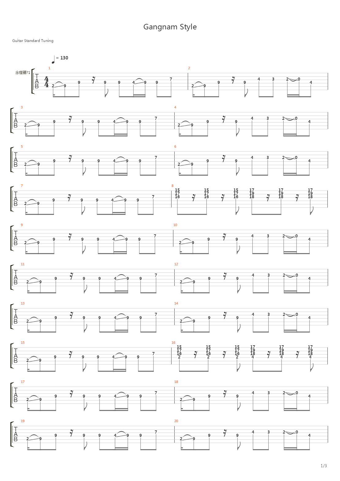 Gangnam Style吉他谱