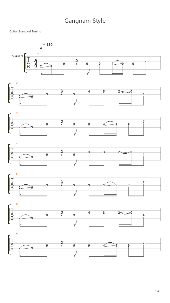 Gangnam Style吉他谱