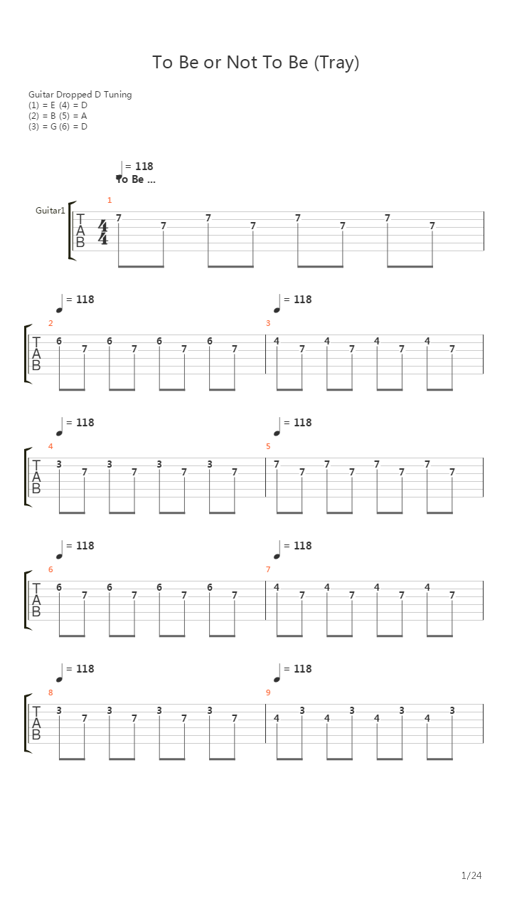 To Be Or Not To Be (Tray)吉他谱