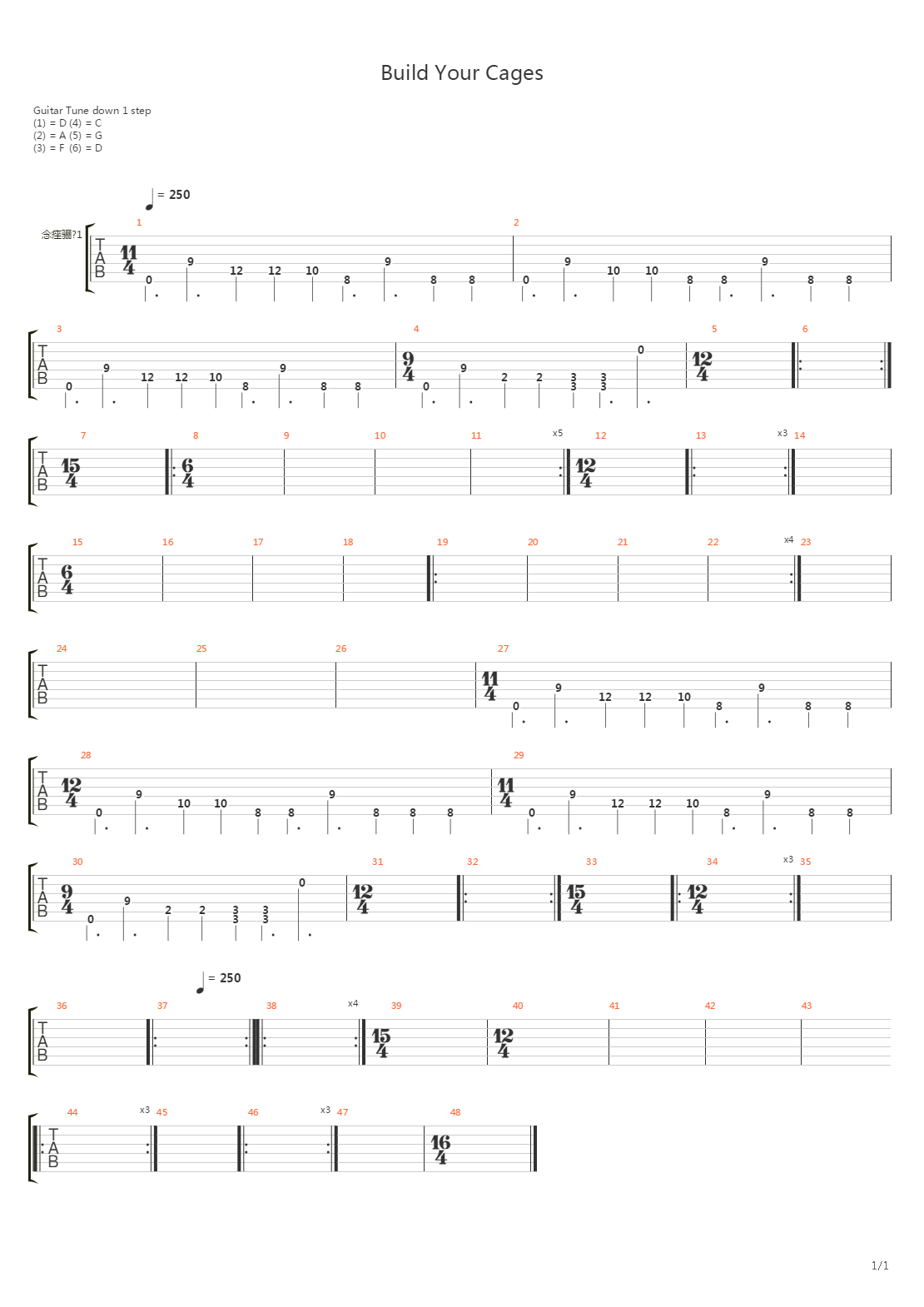 Build Your Cages吉他谱