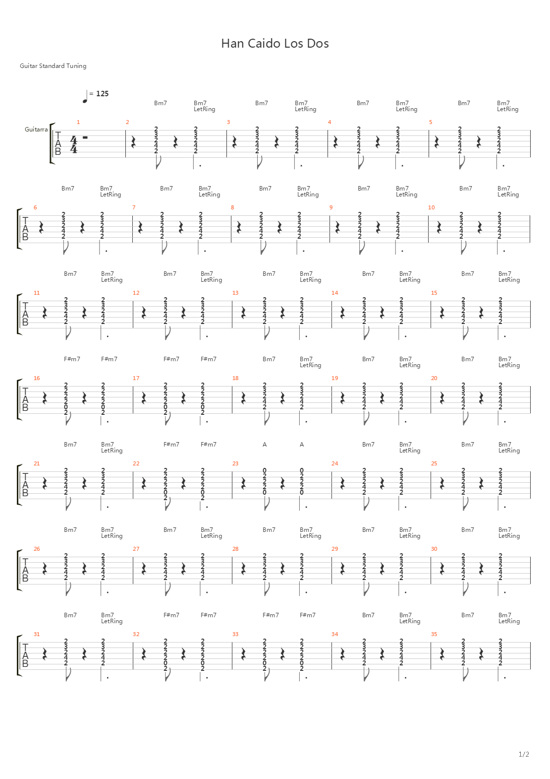 Han Caido Los Dos吉他谱