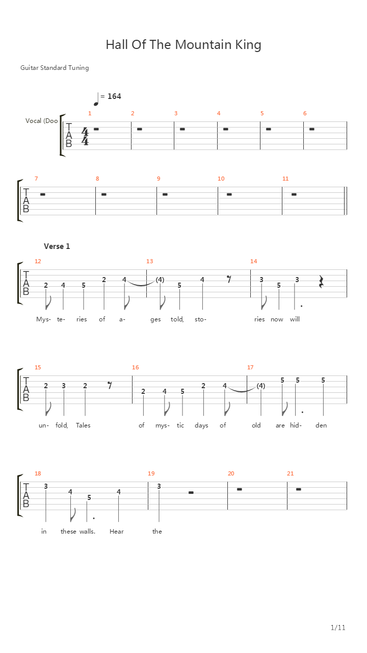 Hall Of The Mountain King吉他谱