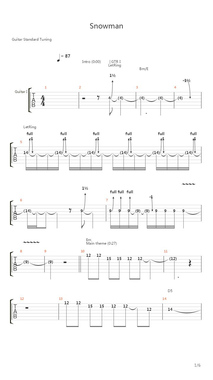 Snowman吉他谱