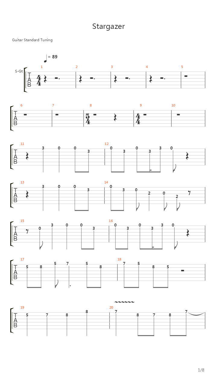 Stargazer吉他谱
