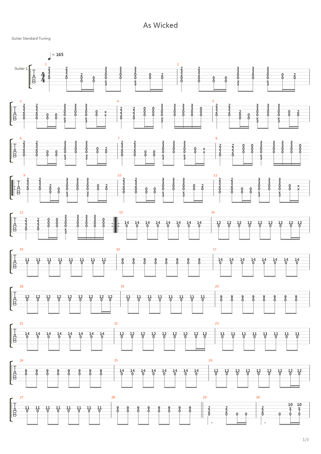 As Wicked吉他谱