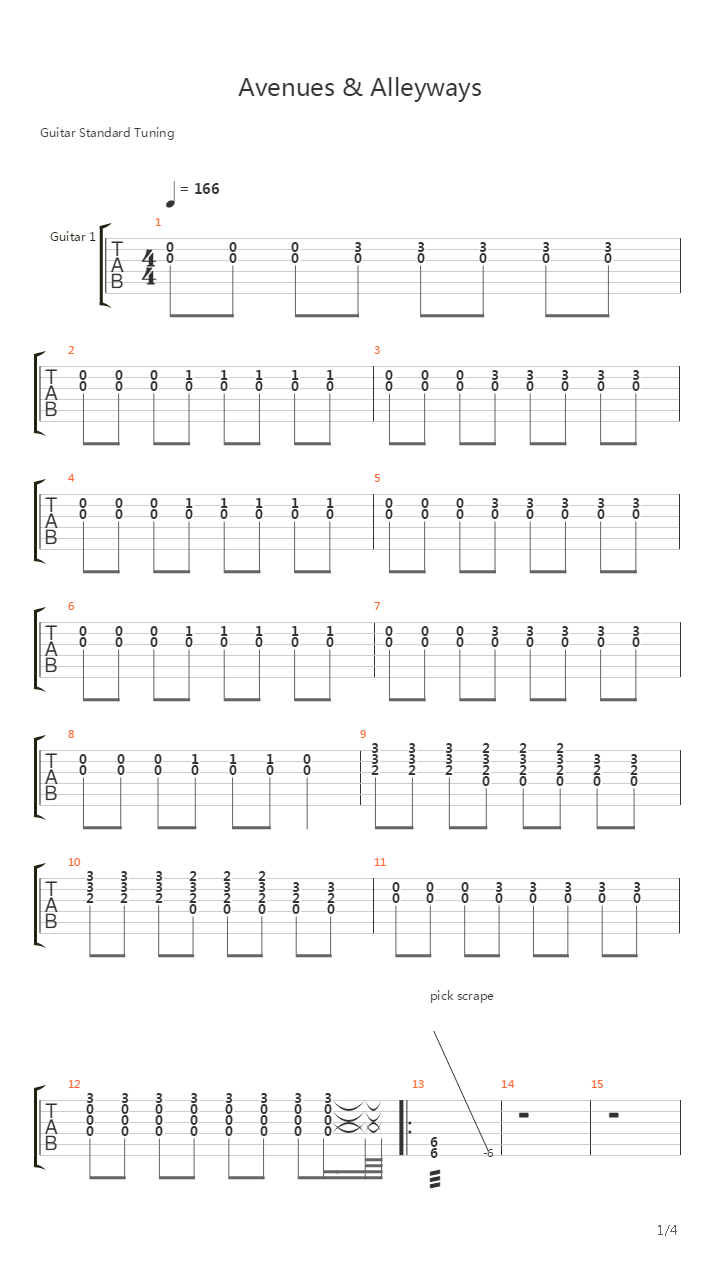 Avenues & Alleyways吉他谱