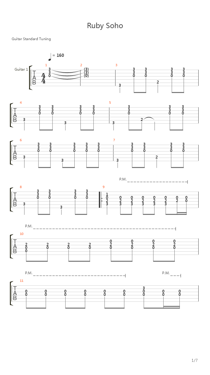 Ruby Soho吉他谱