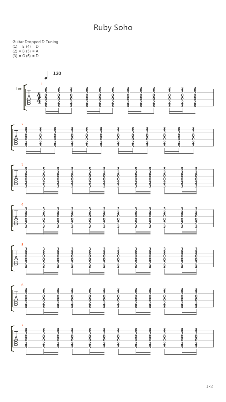 Ruby Soho吉他谱