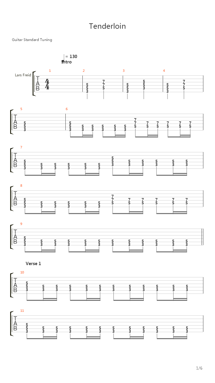 Tenderloin吉他谱