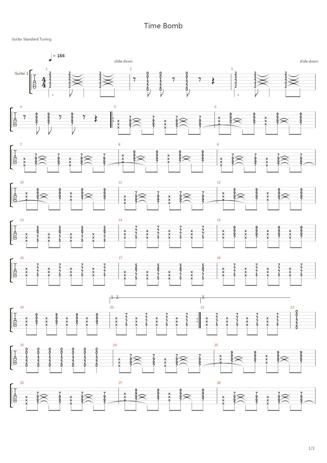 Time Bomb吉他谱
