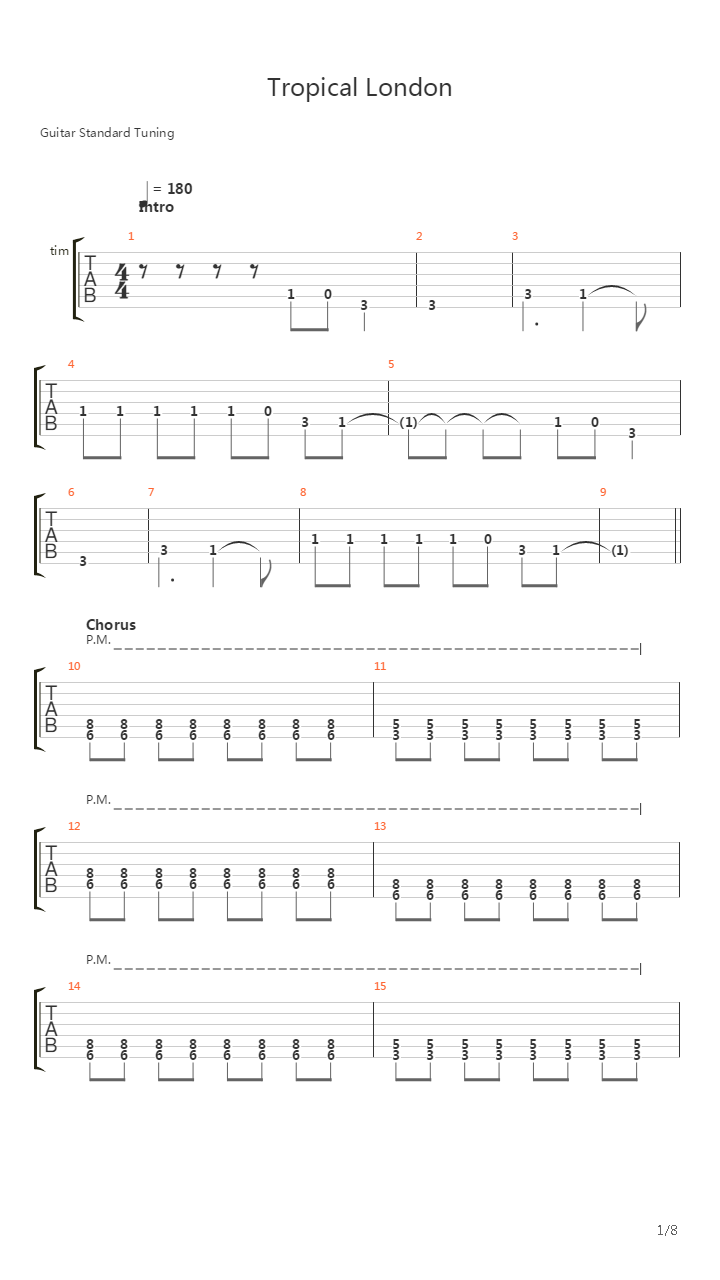 Tropical London吉他谱