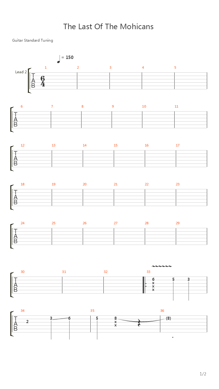 The Last Of The Mohicans吉他谱