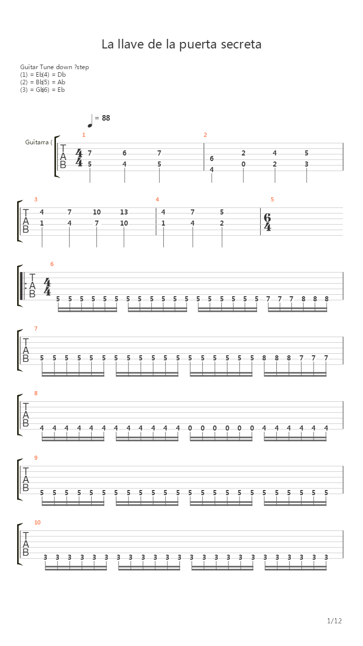 La Llave De La Puerta Secreta吉他谱