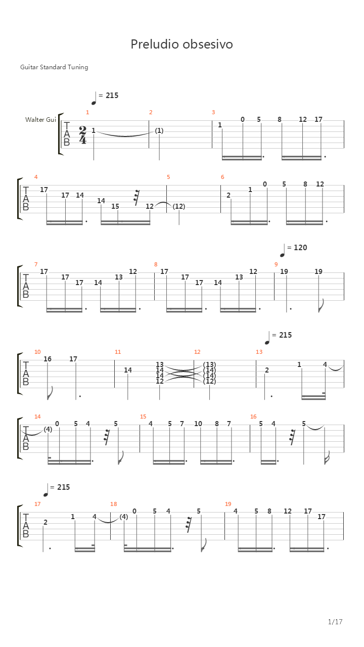 Preludio Obsesivo吉他谱