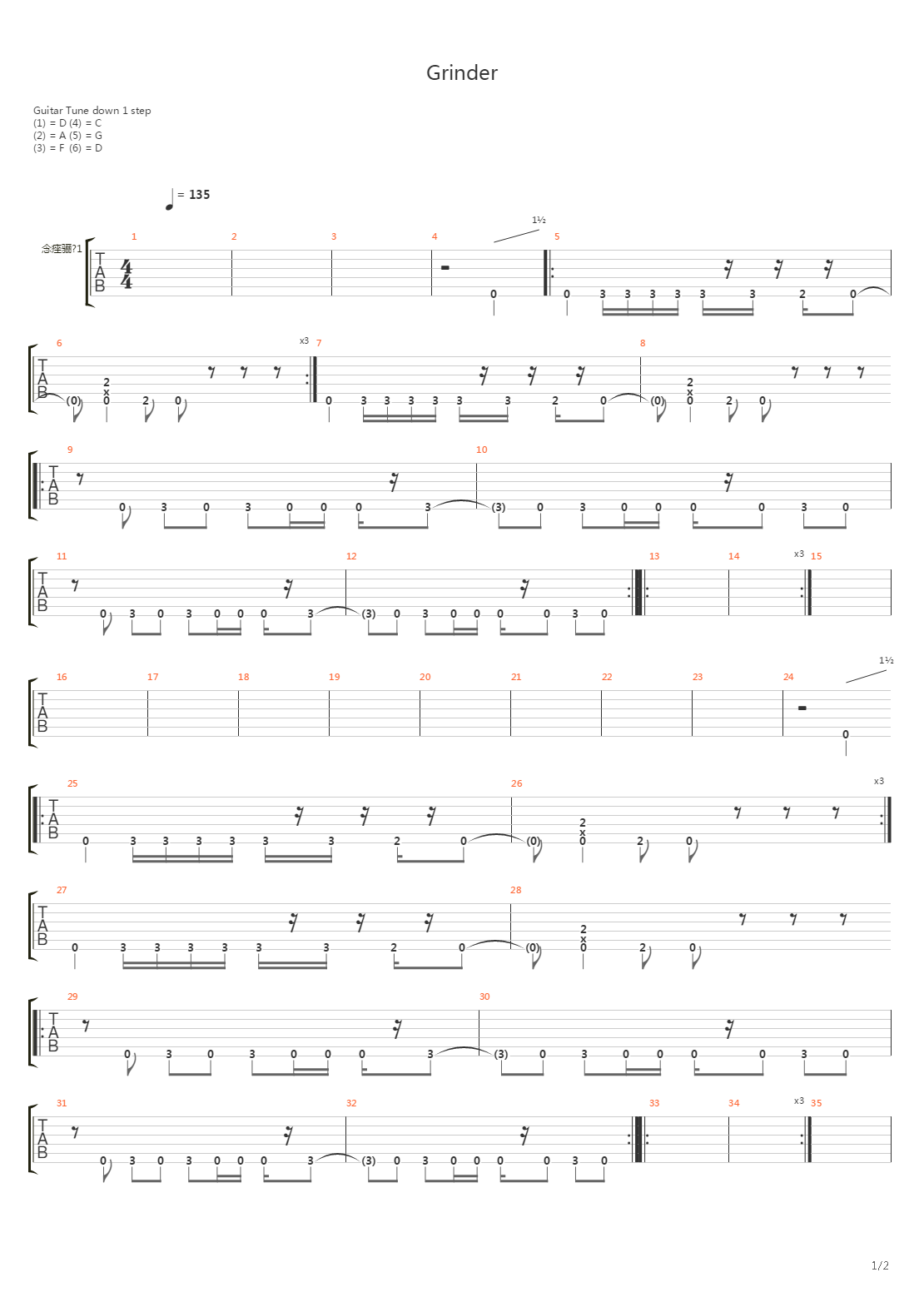 Grinder吉他谱