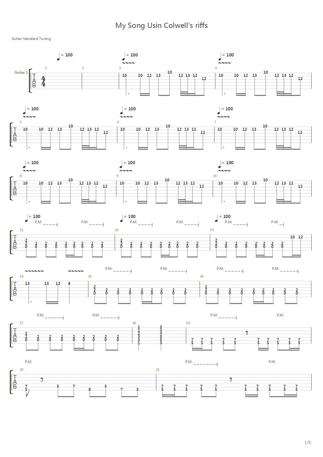 My Song Usin Colwell's Riffs吉他谱
