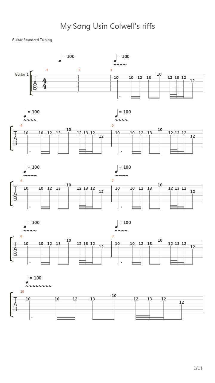 My Song Usin Colwell's Riffs吉他谱