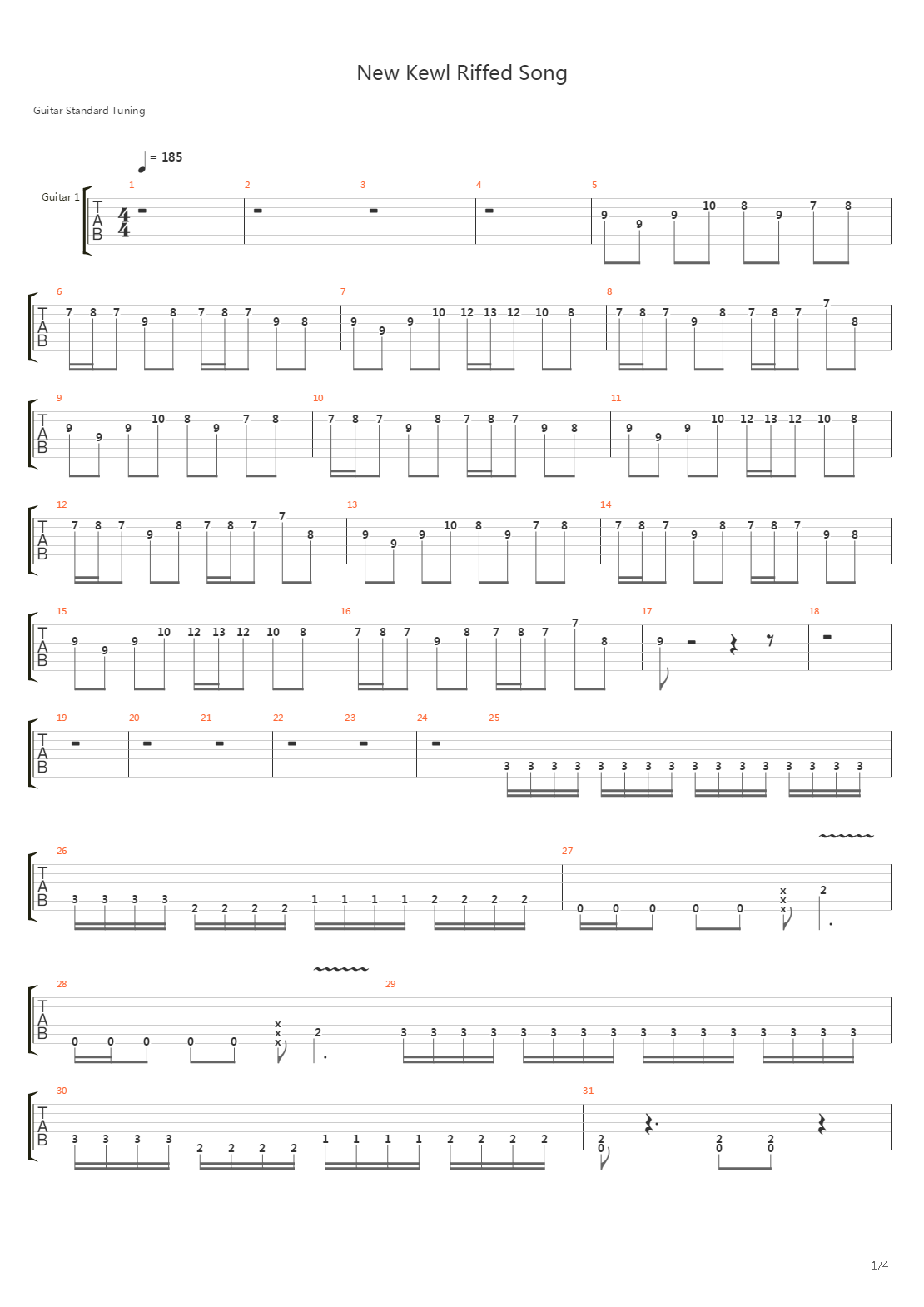 New Kewl Riffed Song N A Bit More吉他谱