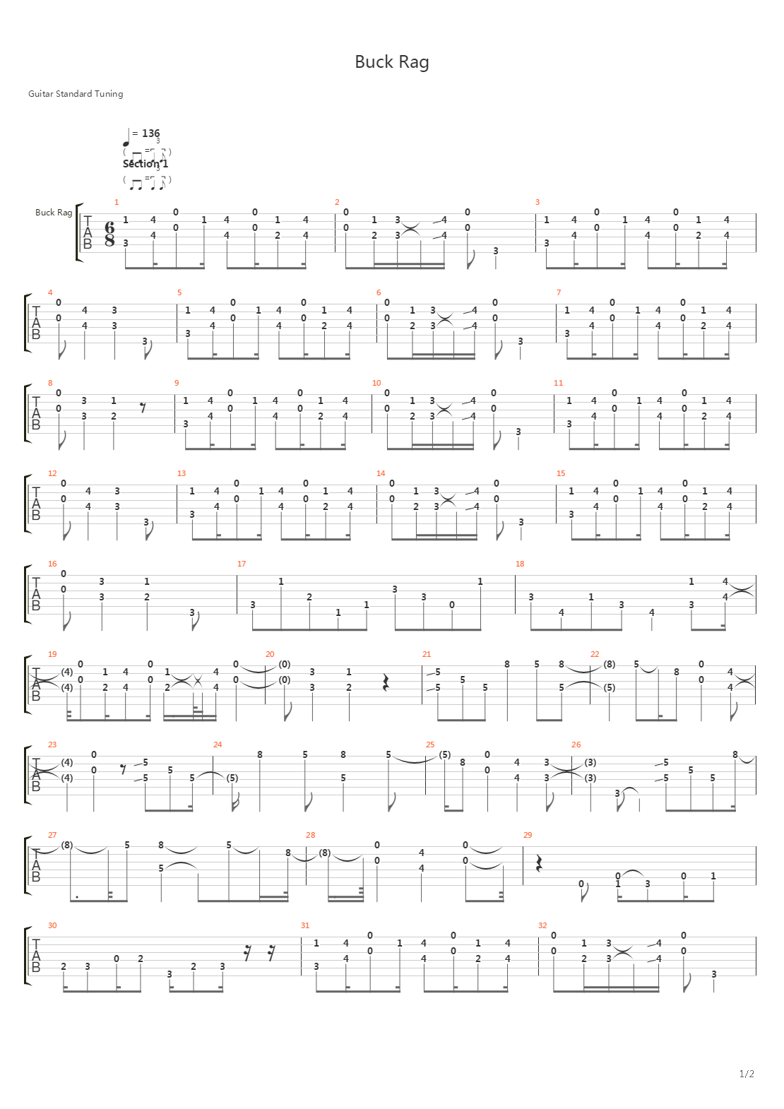 Buck Rag吉他谱