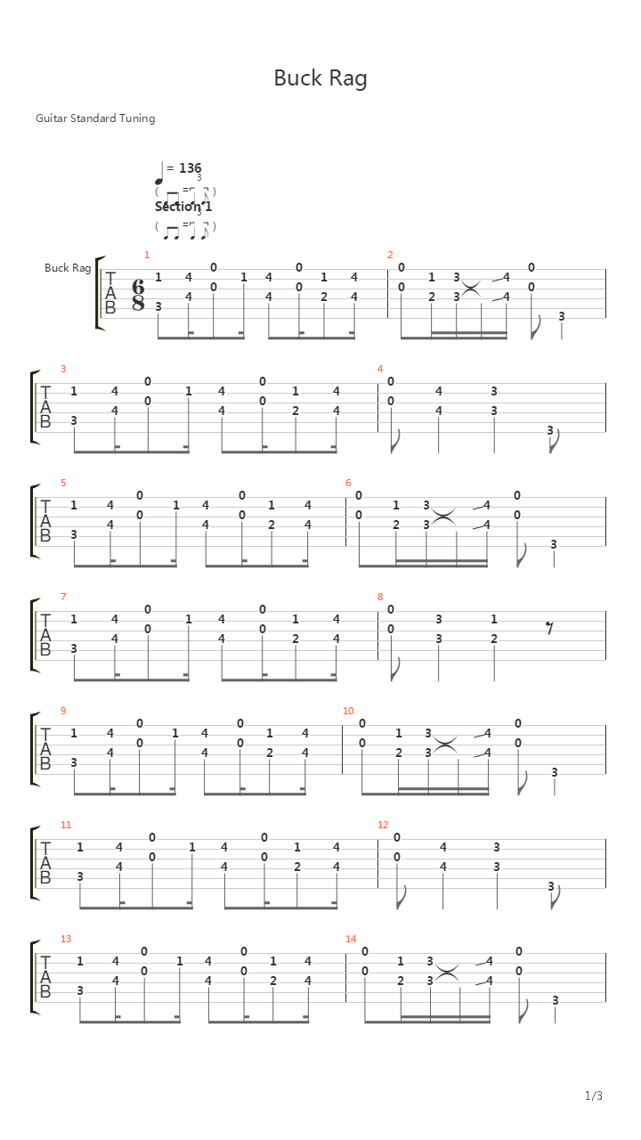 Buck Rag吉他谱