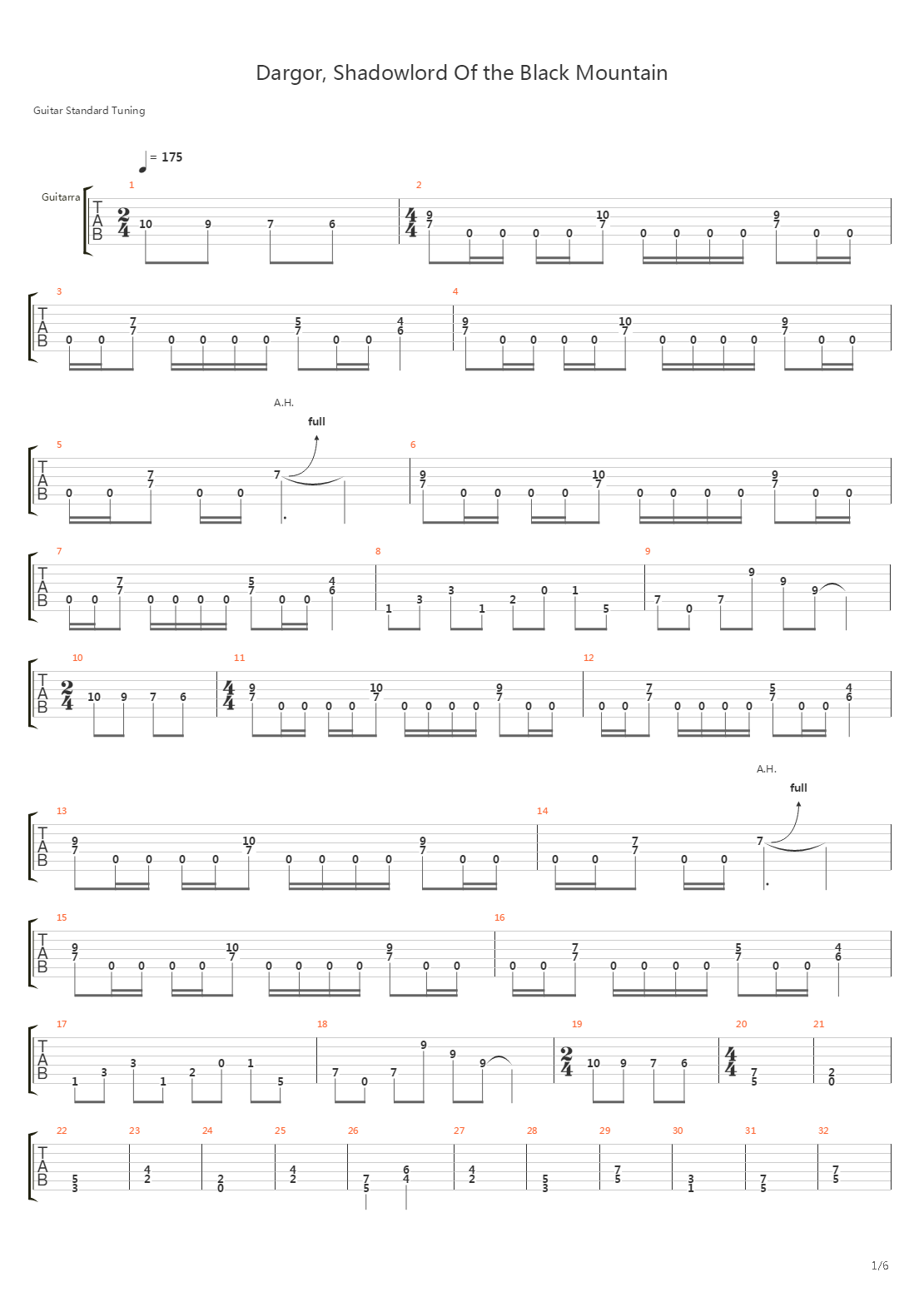 Dargor, Shadowlord Of The Black Mountain吉他谱
