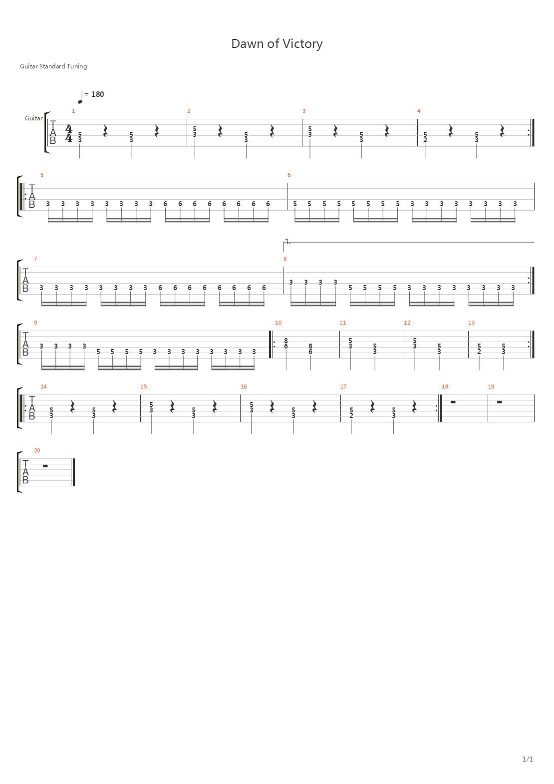 Dawn Of Victory吉他谱