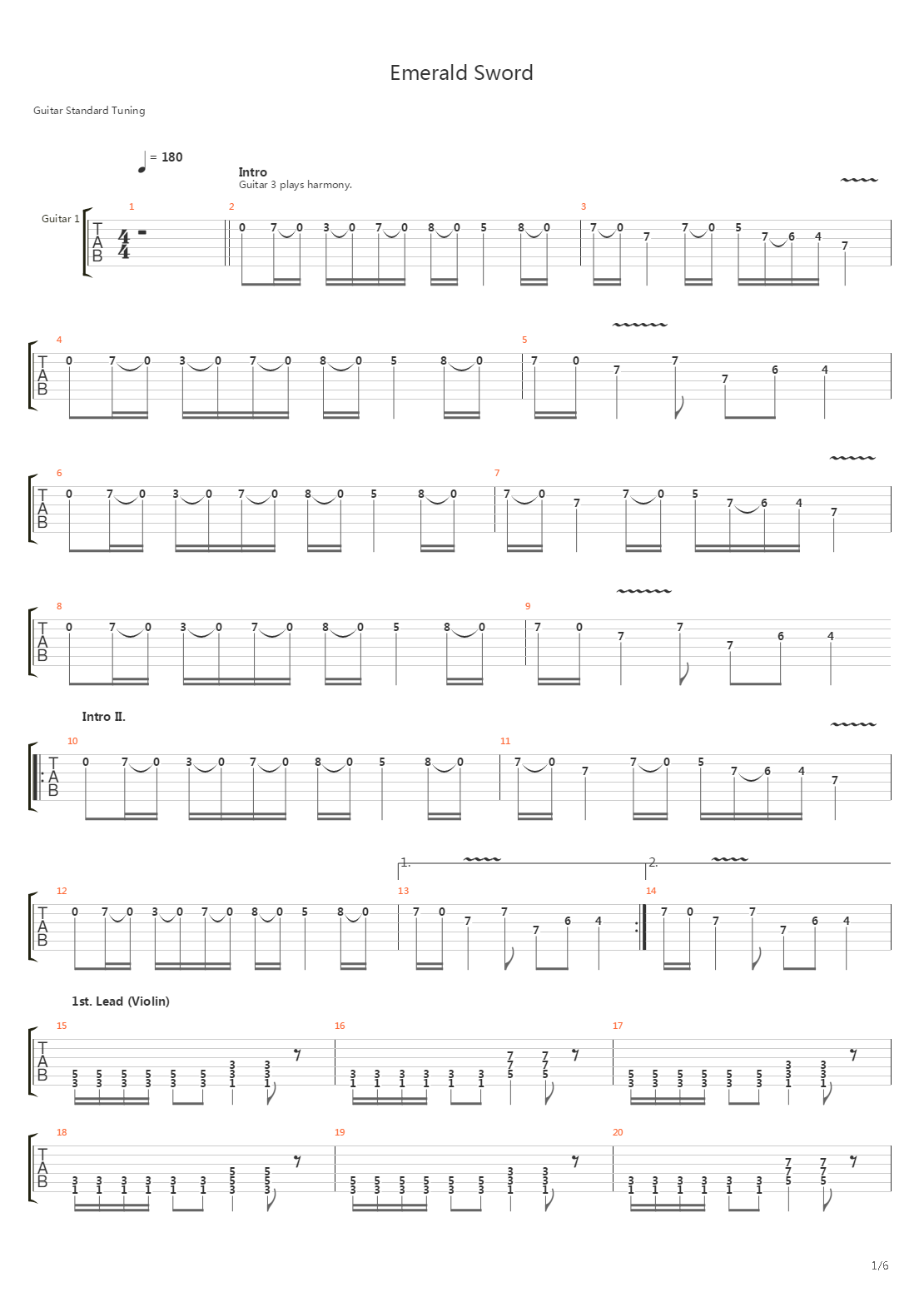 Emerald Sword吉他谱