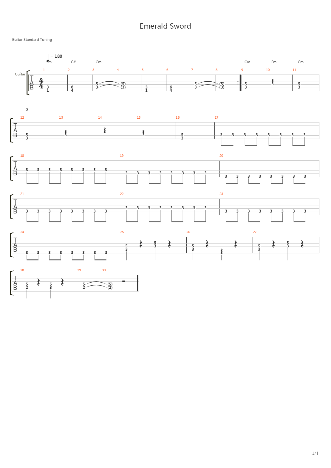 Emerald Sword (Solo)吉他谱