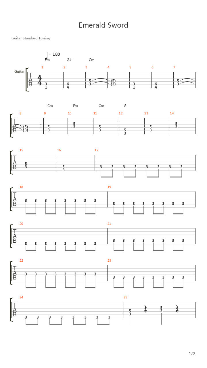 Emerald Sword (Solo)吉他谱