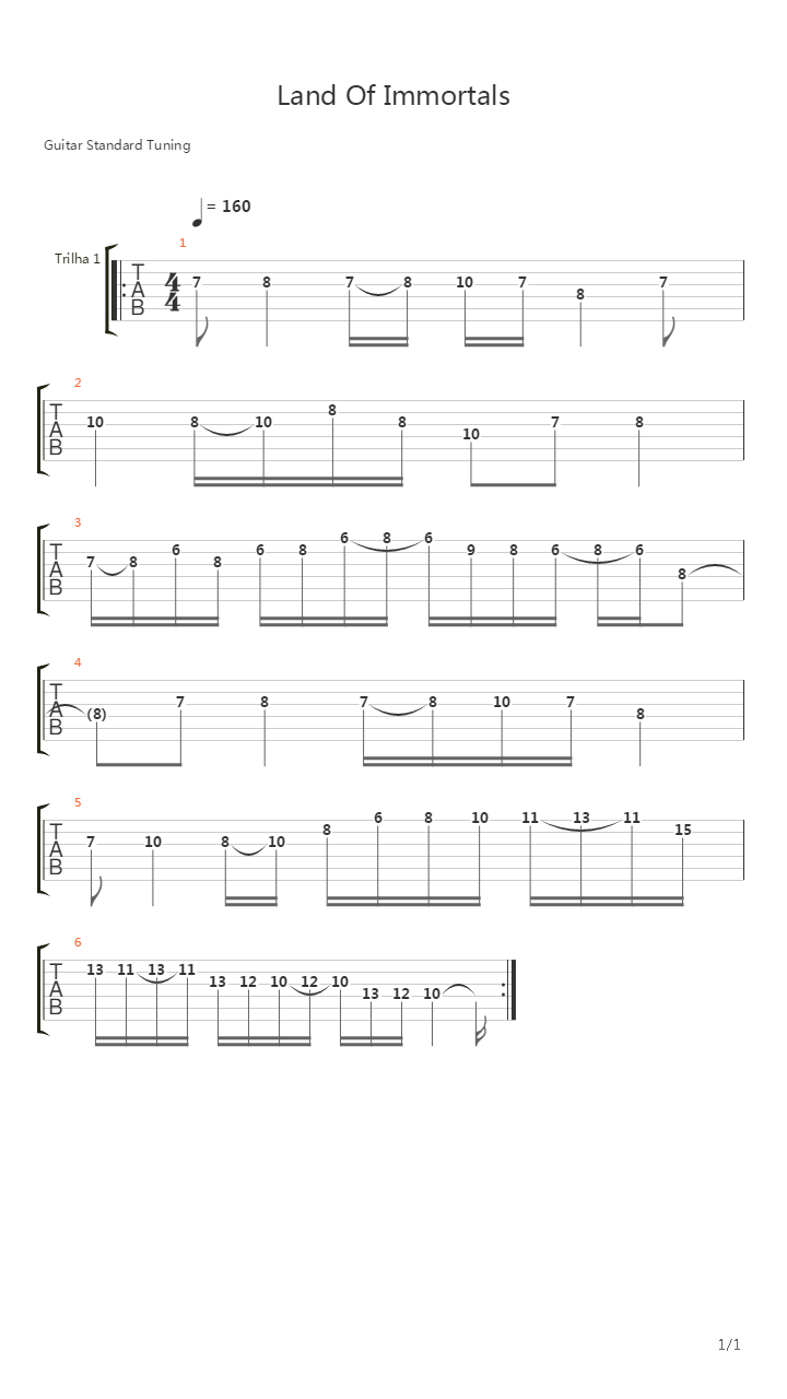 Land Of Immortals吉他谱