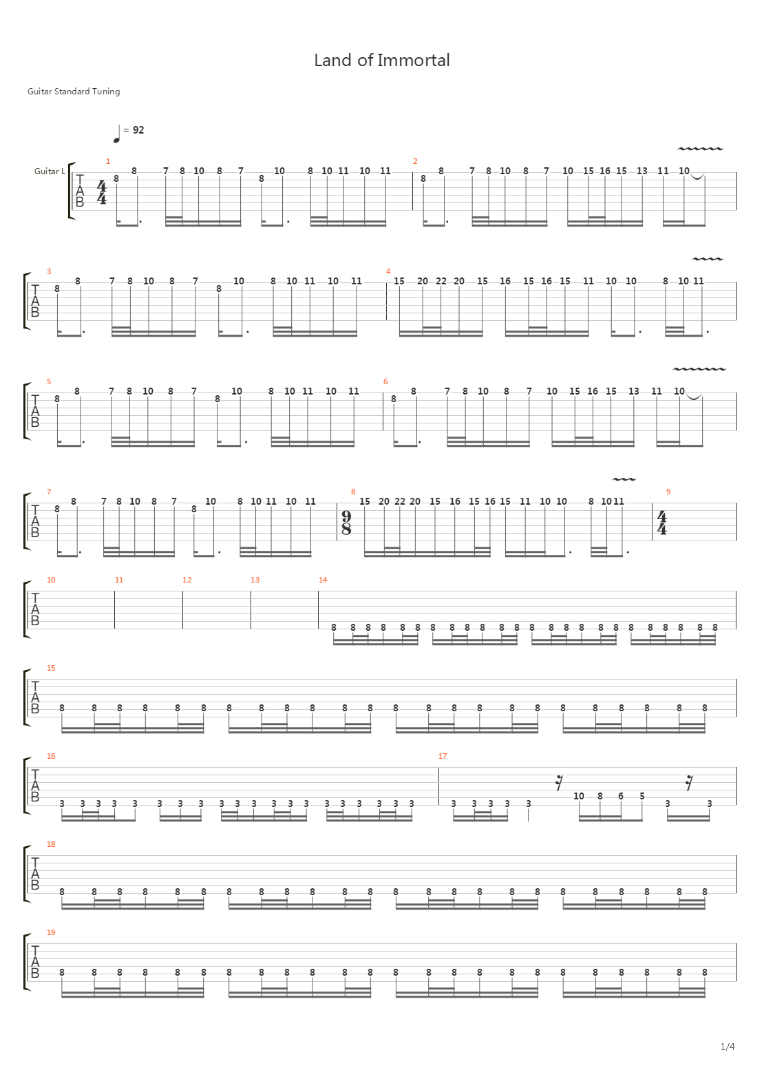 Land of Immortal吉他谱